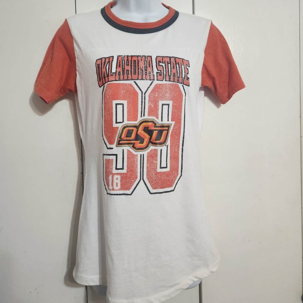OSU Oklahoma State Cowboys Pokes Juniors XL Tee Shirt Gameday Orange White Y2K